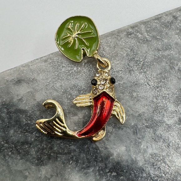 3/$15 Adorable Koi Fish Lilypad Dangle Earrings - Picture 2 of 7
